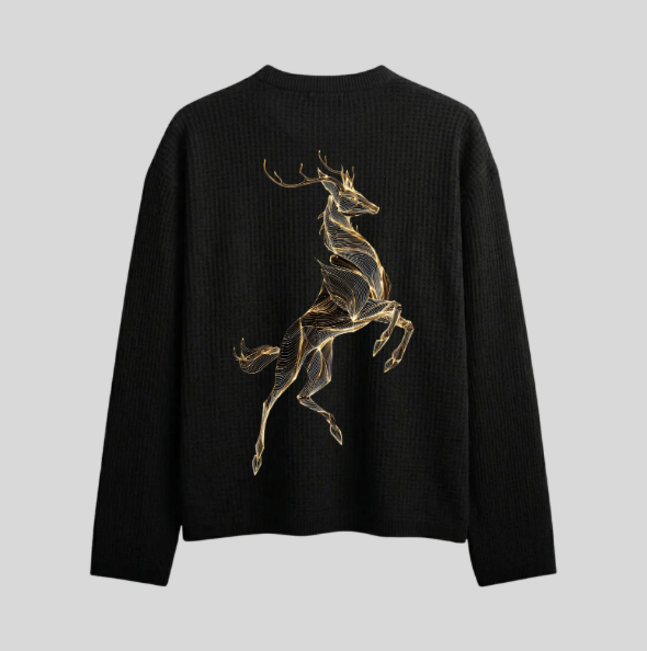 Gold deer waffle tshirt (wholesale)