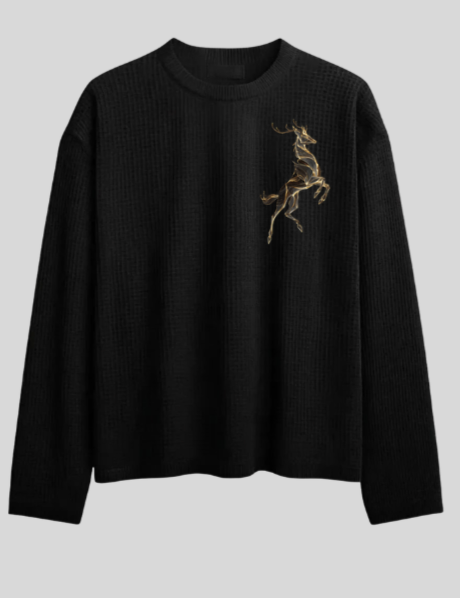 Gold deer waffle tshirt (wholesale)